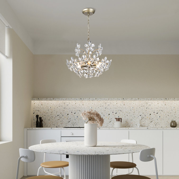 JoJospring Rosa 6Light Brushed Silverish Champagne Flower Crystal